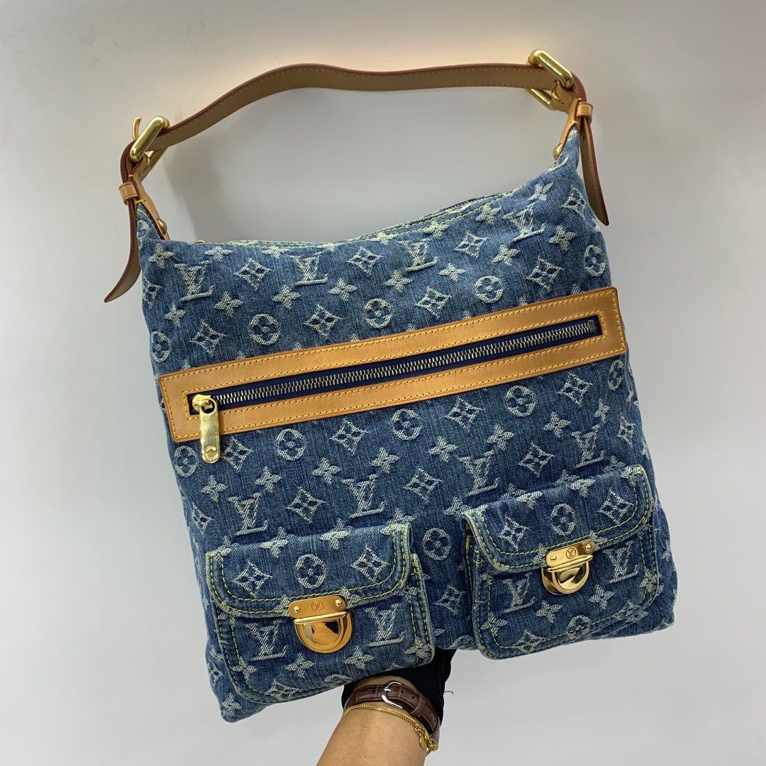 Louis Vuitton Baggy GM Monogram Denim blue hand bag shoulder bag 2way used