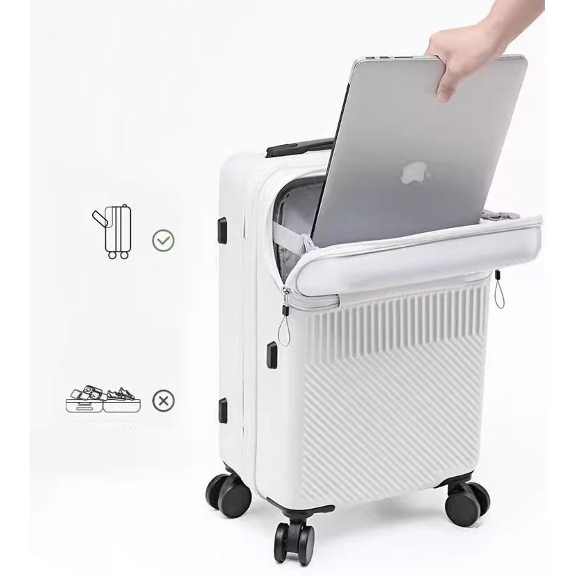 Luggage Travel Bag USB Charging Suitcase Front Opening Boarding Case Small Trolley Cabin Hobbies Toys Travel Luggage on Carousell