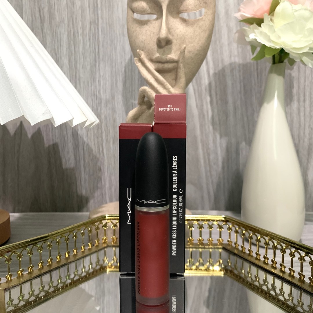 MAC Powder Kiss Liquid Lipcolour Devoted to Chili, Beauty & Personal Care, Face, Makeup on