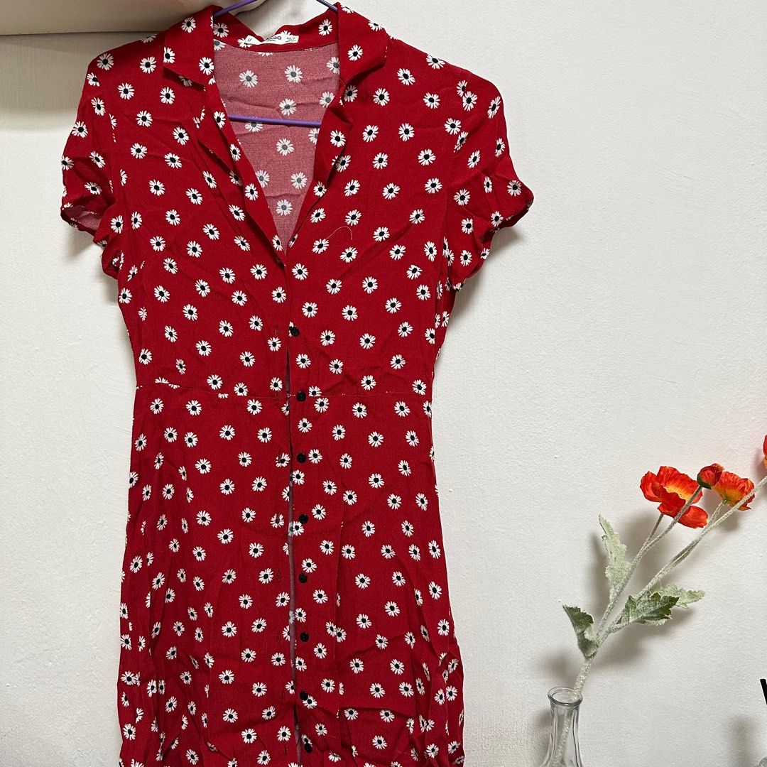 Mango red floral dress store