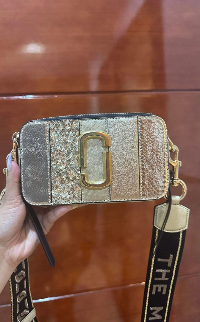 Marc Jacobs Camera Bag Color Gold w/ Sling Marc Jacobs on print, Luxury, Bags & Wallets on