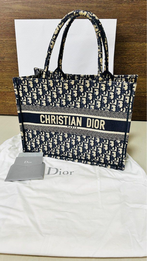 Medium Blue Dior Book Tote Bag (Authentic Card included), Luxury, Bags &  Wallets on Carousell
