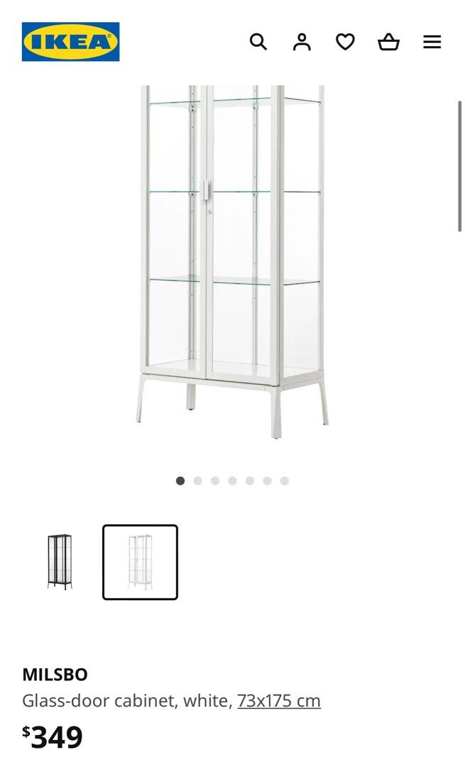 MILSBO Vetrina, bianco, 73x175 cm - IKEA Italia