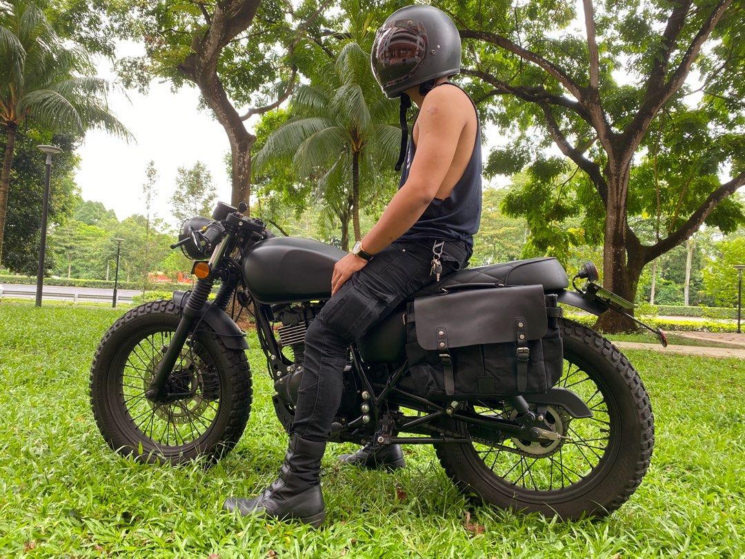 Motorcycle Pannier Messenger Bag saddlebag side for Harley Triumph Mutt Royal Enfield w175 xsr sr400 Honda phantom ta200 cb350 hness gn125 cafe racer style Motorcycles Motorcycle Accessories on Carous...