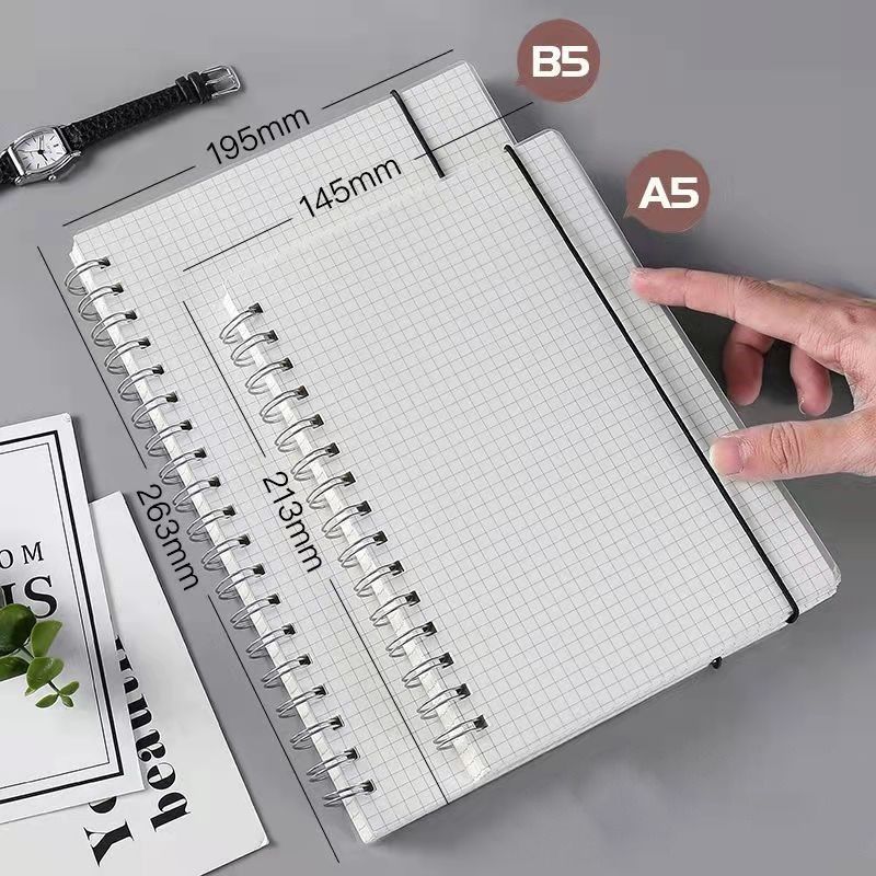 Muji Style Spiral Notebooks in Grid, Blank, Dotted & Lined A6 A5 B5