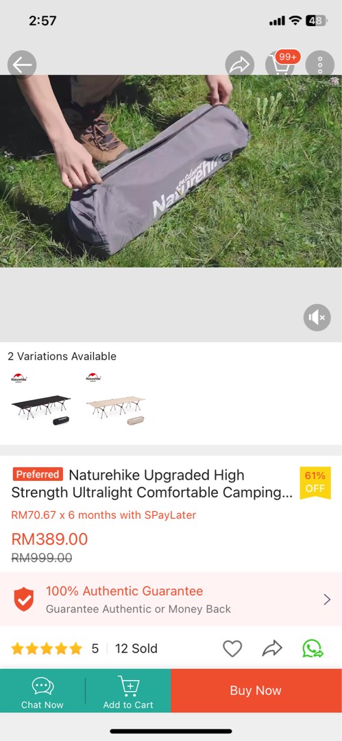 Naturehike bed outlet