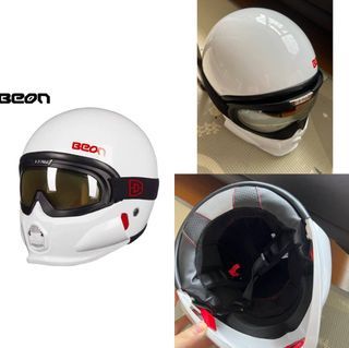 Size M for 57-58CM - Nearly New BEON Retro Motorcycle Helmet - Unisex, Unique Design, with Windproof Visor and Anti-Fog for Year-Round Use