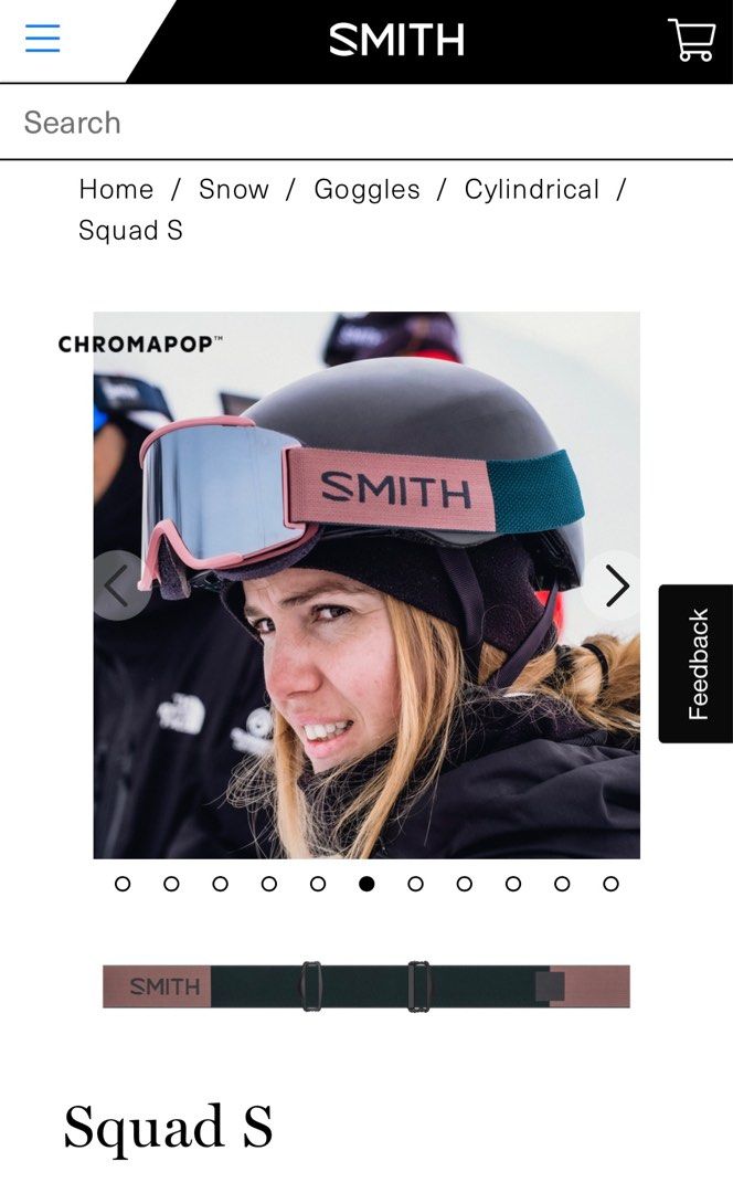 New & Authentic - SMITH Squad S ChromaPop Snow Goggles WOMEN’S winter  hiking trekking skiing, colour Chalk Rose Everglade, lens Sun Platinum  Mirror