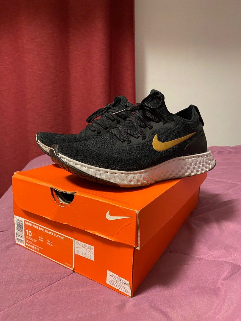 Nike epic react womens black gold online