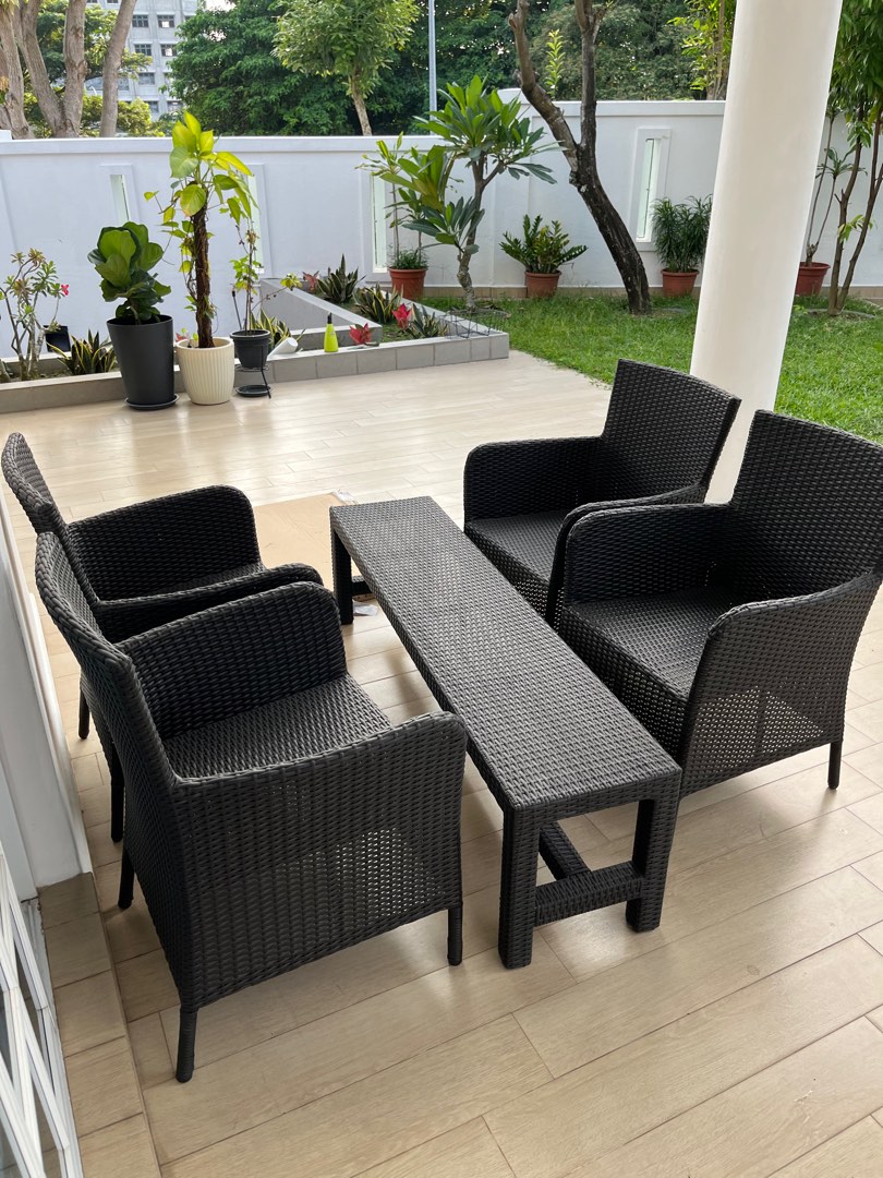 Outdoor deck chairs bench, Furniture & Home Living, Outdoor Furniture