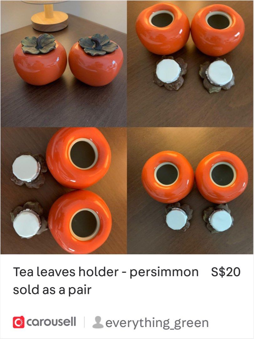 Persimmon tea leaves holder sell as a pair Furniture Home Living