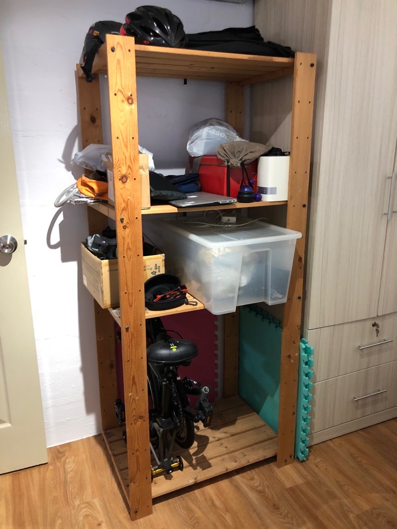 Pine wood storage rack, Furniture & Home Living, Furniture, Shelves, & Racks on Carousell