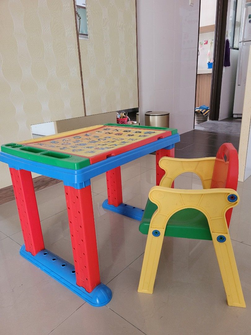 Study table and on sale chair plastic