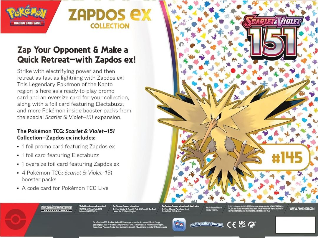 Pokemon SV3.5 151 Zapdos Ex Collection Box (7072947) Brand New, Hobbies &  Toys, Toys & Games on Carousell