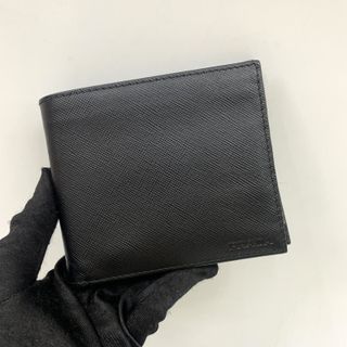 Prada Mens Blue+black Saffiano Leather Bi-fold Wallet 2m0738