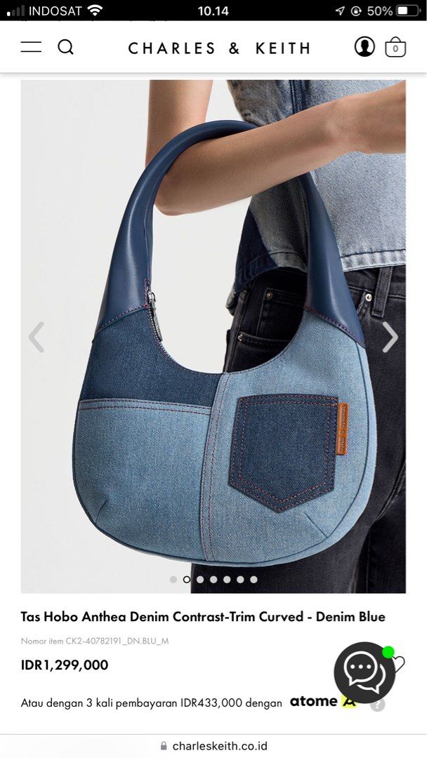 Anthea Denim Contrast-Trim Shoulder Bag - Denim Blue