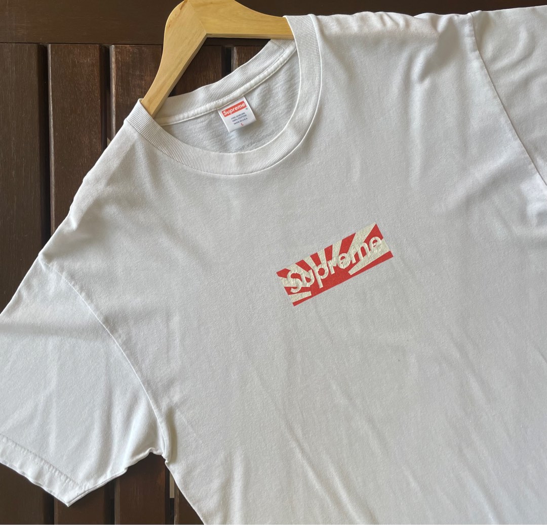 Rare piece 2011 Supreme Japan Earthquake Relief Box Logo Tee White Men s Fashion Tops Sets Tshirts Polo Shirts on Carousell