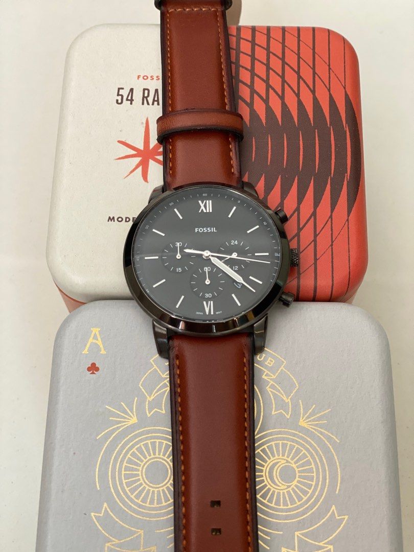 Fossil Neutra Chronograph Amber Leather Watch 44mm FS5512