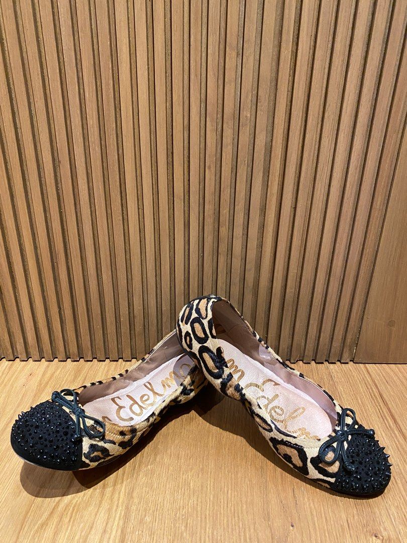 Sam Edelman Leopard Print Flats with Black Spike Detail