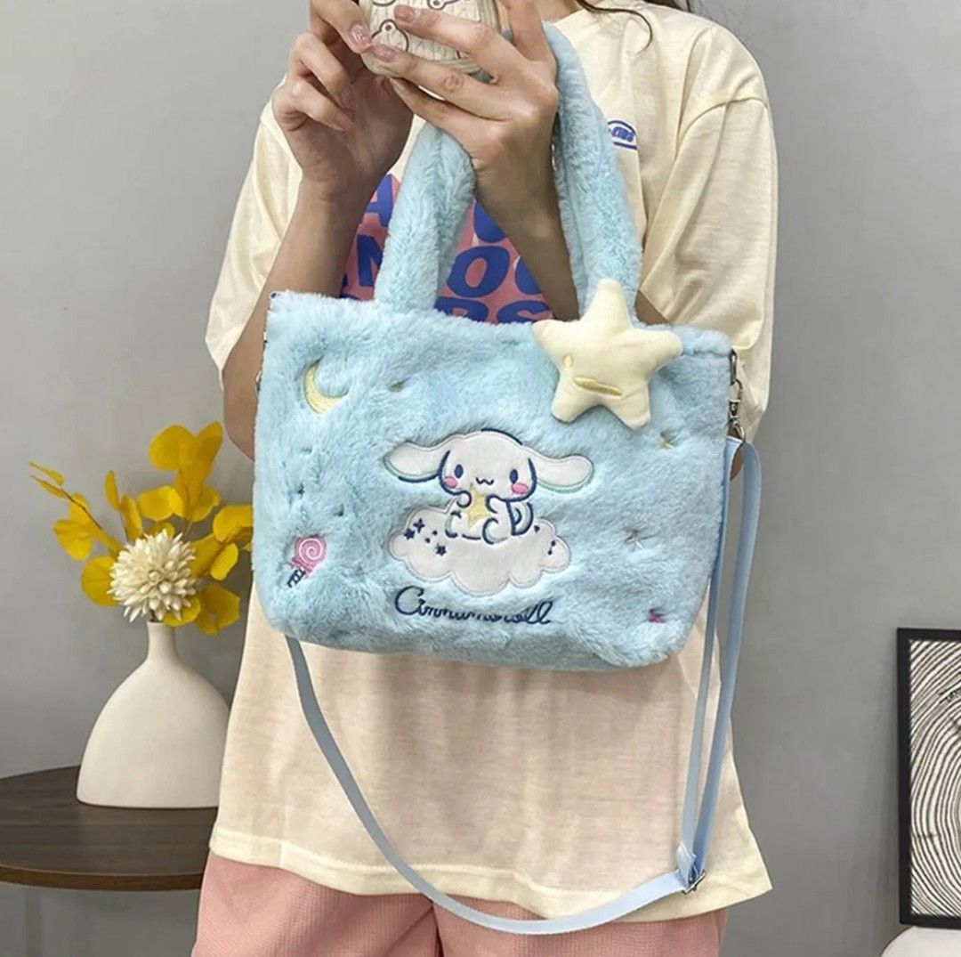 Sanrio Plush Shoulder Sling Bag Cinnamoroll Kuromi Melody (Size in