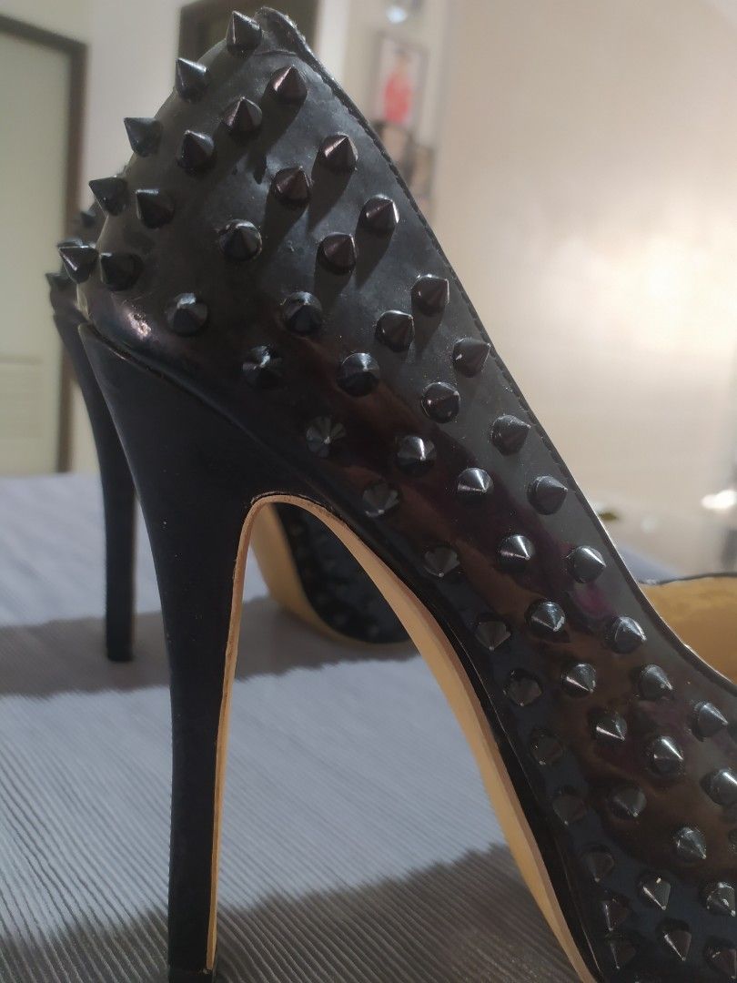 Duvette Spikes - 85 mm Pumps - Veau velours, nappa leather and spikes -  Black - Women - Christian Louboutin United States