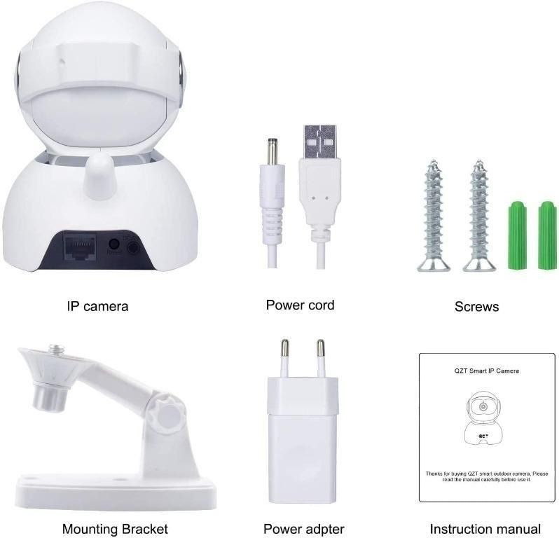 QZT 1080P WiFi IP Camera 2.4Ghz Wireless Home Security Camera with AI Tracking Night Vision Motion Detection Full HD Video Baby Monitor Pet