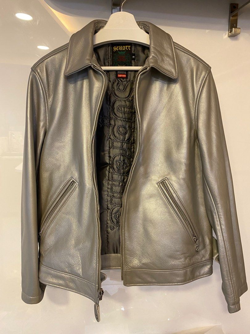 Supreme Schott Leather Racer Jacket Black Men's - SS23 - US