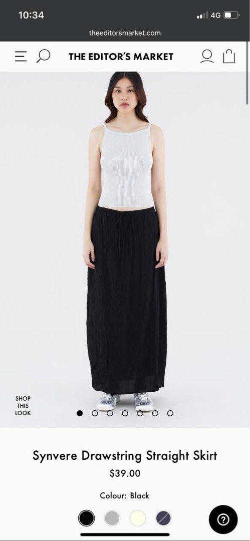 The Editor's Market black drawstring maxi skirt, Women's Fashion