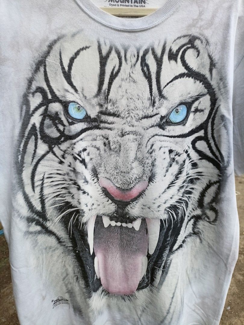 Big Face Tribal White Tiger T-Shirt