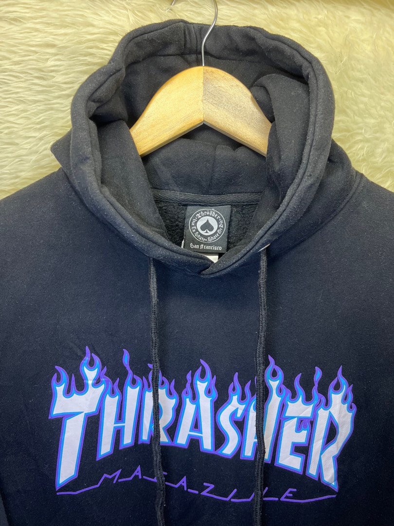 Thrasher Flame Hoodie Black XL on tag fit to large