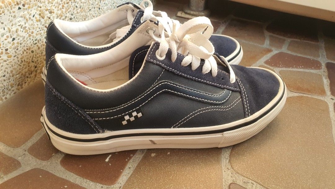 Vans Old School Pro Skate Blue White Suede Women s Fashion