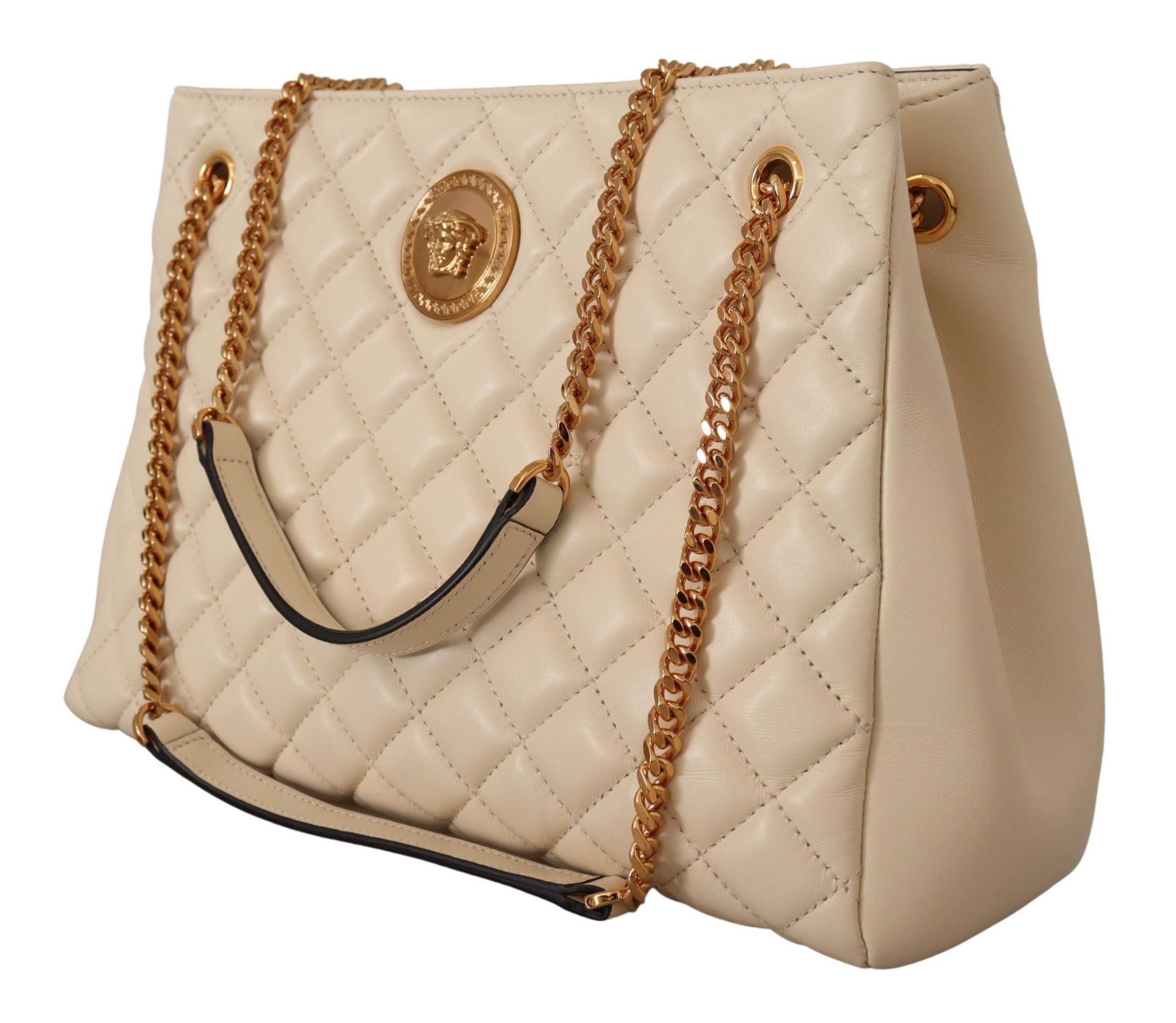 VERSACE White Nappa Leather Medusa Large Tote Bag S 821.67 x 3 months via Atome Luxury Bags Wallets on Carousell