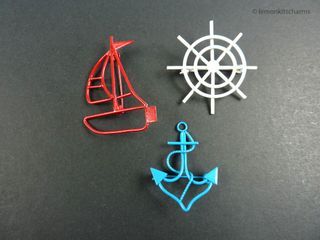 Vintage 80s Nautical Pin Brooches Set of 3, Unisex, bh894-c