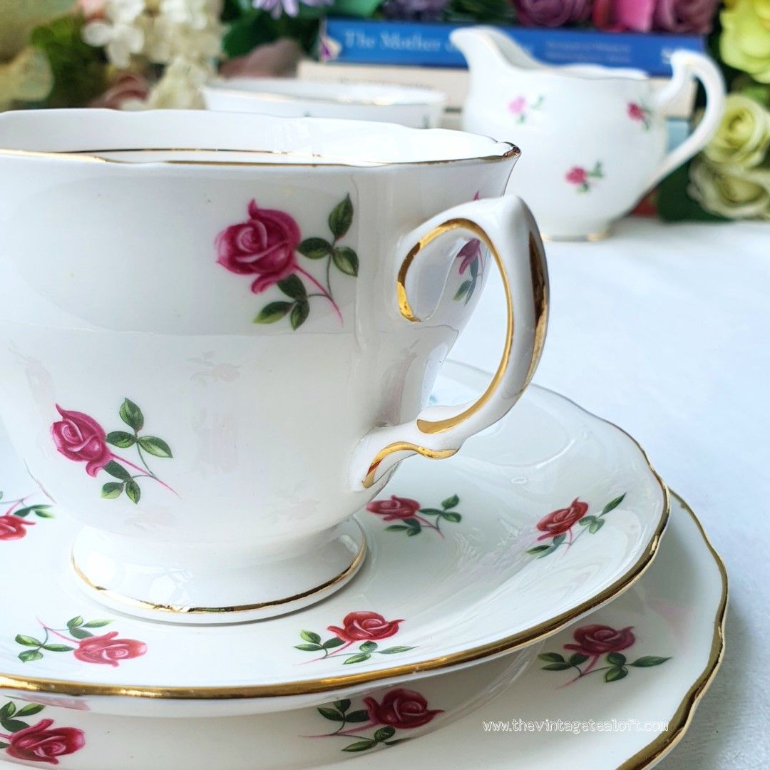 Vintage Colclough Ditsy Roses Teacup Trio, Furniture & Home Living ...