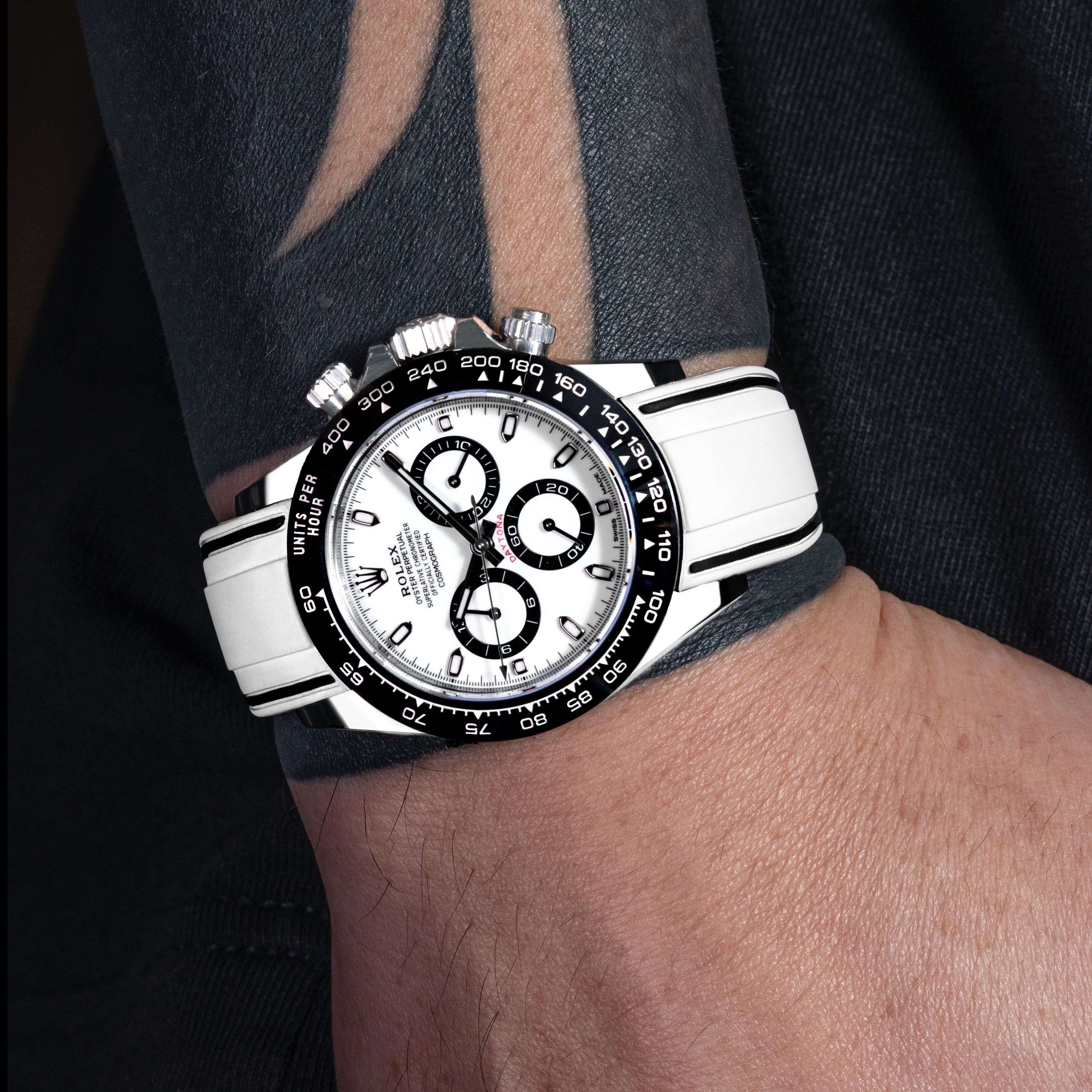 Vulcanised FKM Rubber Strap in Cookie White by Solitaire for Rolex