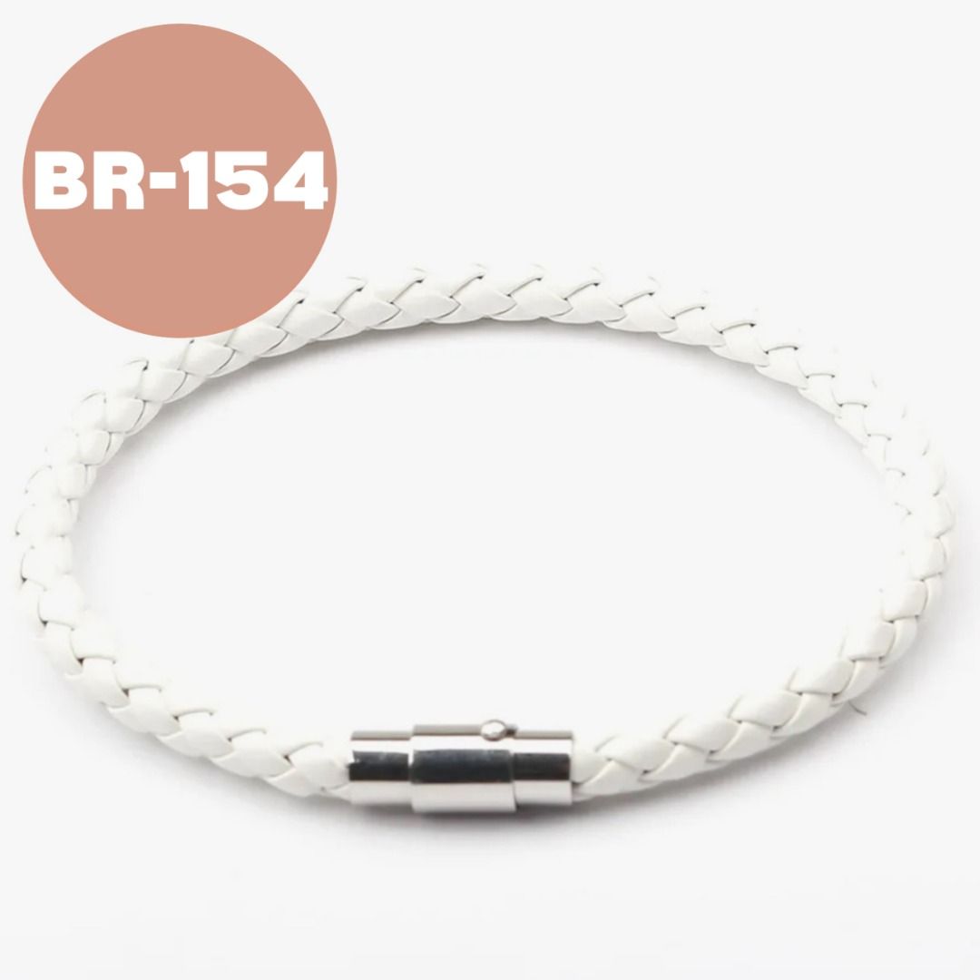 White leather braided top bracelet