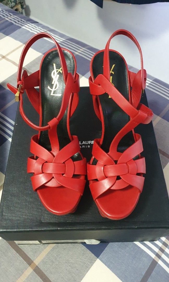 Red ysl tribute sandals shop