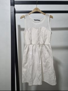 BIG SALE ZARA BASIC White Midi Flare Dress