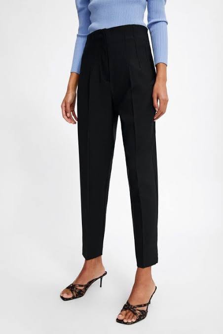 Zara black high waisted sales trousers