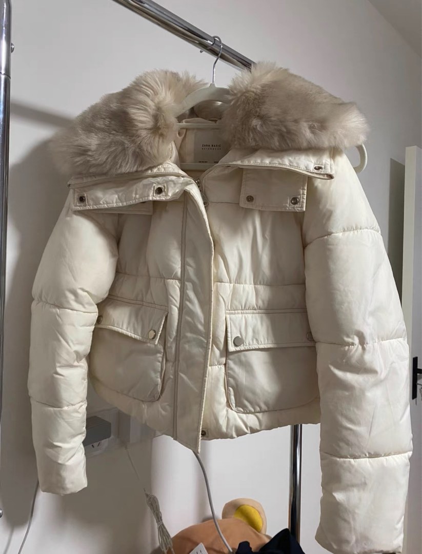 White fluffy deals jacket zara