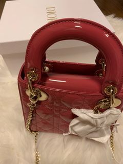 Mini Lady Dior Bag Peony Pink Patent Cannage Calfskin