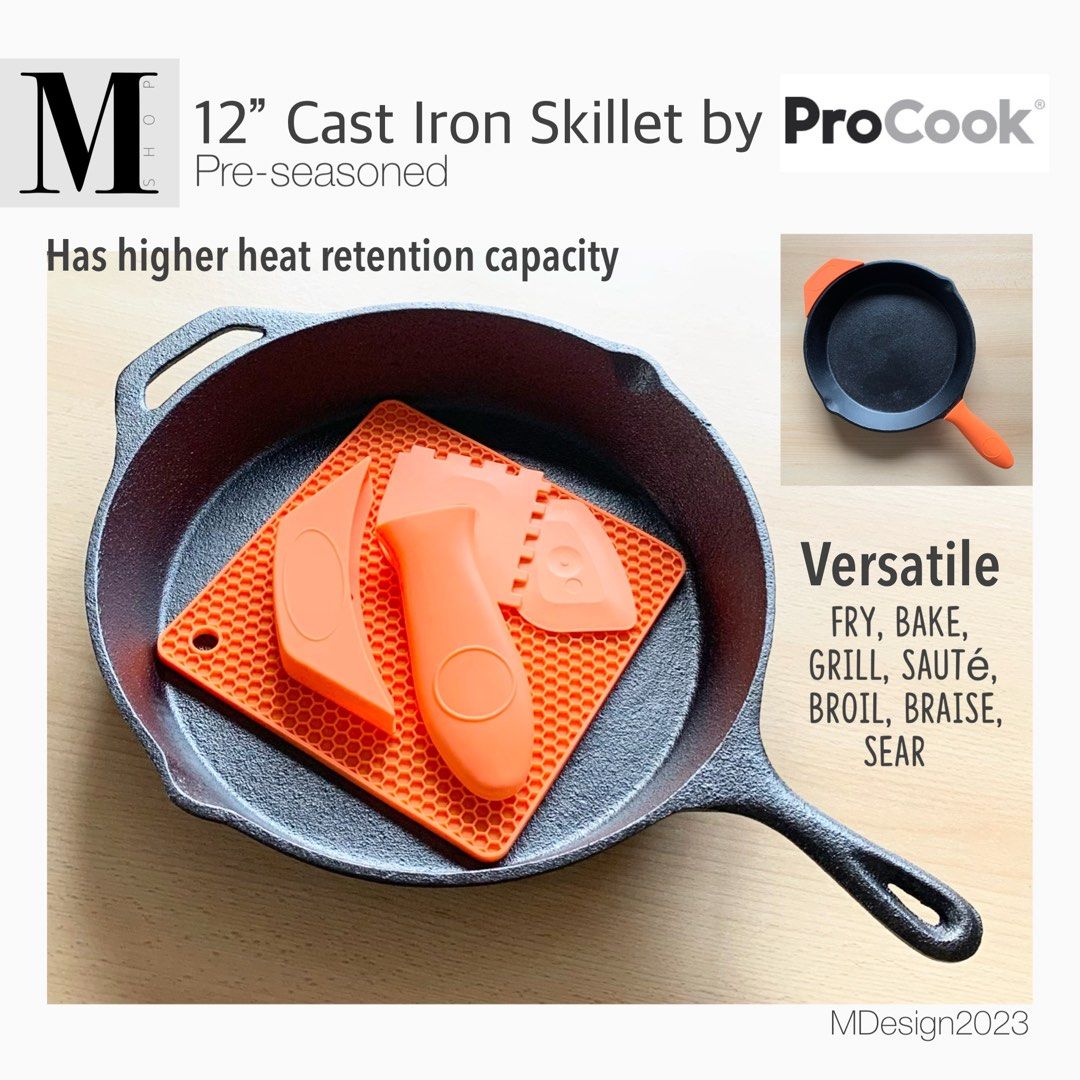 12” Cast Iron Skillet by Pro Cook (Category: Cookware & Accessories) located in Manila. Submitted by mshopmla (Listing ID 1258734823, Image 1). Description: 12” Cast Iron Skillet by Pro Cook Pre-seasoned Has higher heat retention capacity for even cooking Versatile, Fry, Bake, Grill, Sauté, Broil, Braise, Sear Very Durable, will last for generations to come. Product Code: CIS-PC12 Price: Php 2,250.00 per set #MShopmla #MShop #themfmshop #castiron