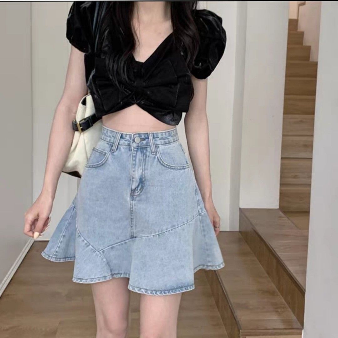 2XL 6XL Plus Size Fashion Denim Skirt