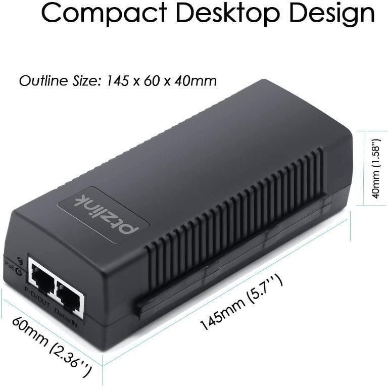  DSLRKIT Gigabit 48V 30watt PoE Injector Adapter Power Over  Ethernet 802.3at af 1000Mbps : Electronics