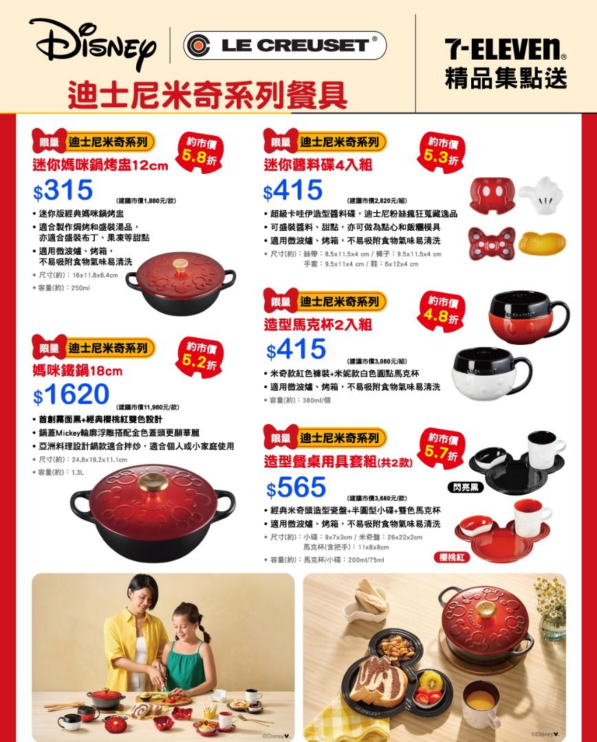 台灣直送7-11⚡限量換購Le Creuset ✨ LC x Disney 媽咪鐵鍋醬料碟馬克