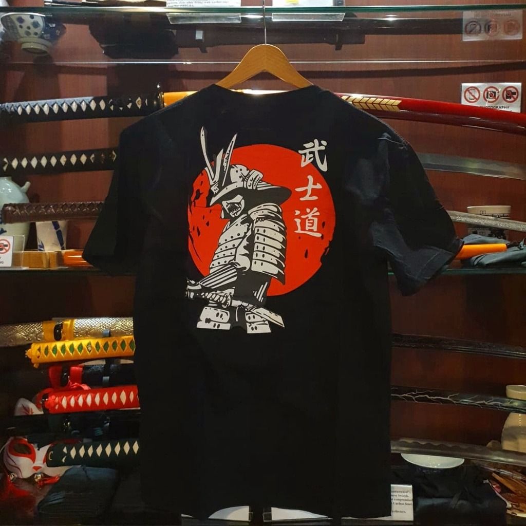 Japanese Samurai Black Printing T Shirt Men s Fashion