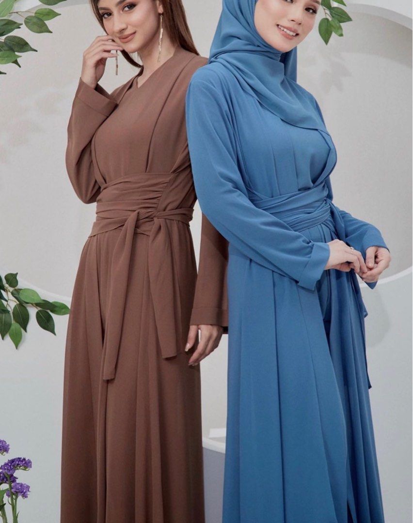 Modern Muslim Woman's 2 Piece Jumpsuit with Lace Open Abaya - 3782 - Rose Pink