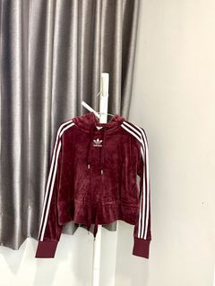 全新⭐️adidas絲絨酒紅帽T