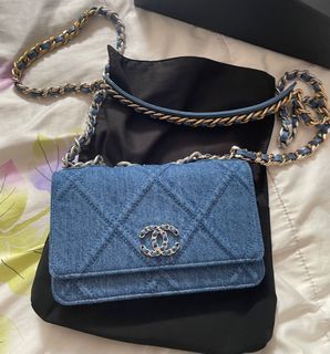 *MINT*Chanel Bag Wallet On Chain Grained Calfskin & Gold-Tone MetalBlack