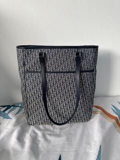 Christian Dior Blue Trotter Charm Oblique Signature Boston Bag